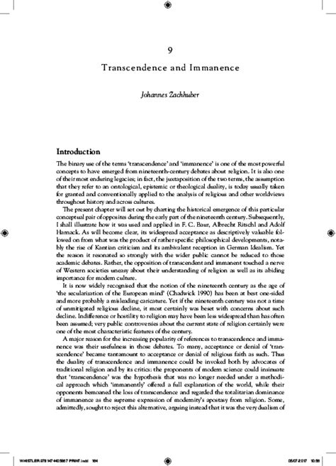 (PDF) Transcendence and Immanence | Johannes Zachhuber - Academia.edu