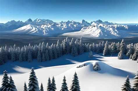 Premium AI Image | A snowy mountain landscape with a snowy mountain in ...