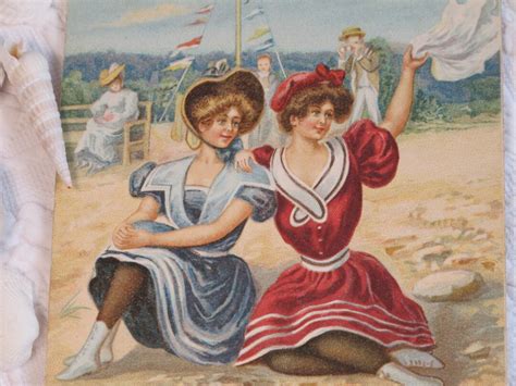 Postcard Bathing Beauty Beach Seaside Scene Antique Edwardian Dated