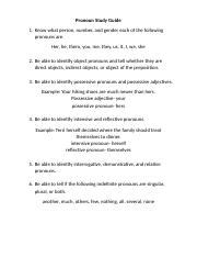 Adjectives Docx Pronoun Study Guide 1 Know What Person Number And