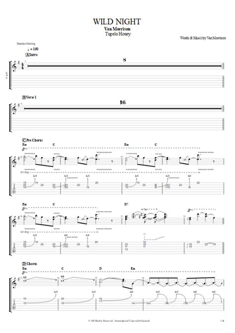 Tablature Wild Night De Van Morrison Guitar Pro Guitares Et Piste D