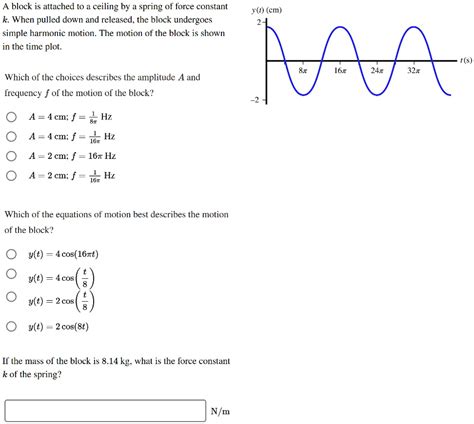 Solved Block Is Attached To A Ceiling By A Spring Of Force Constant