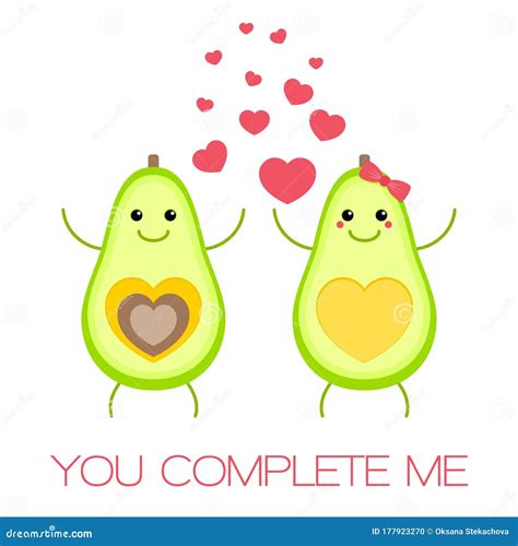 Cute Avocado Couple In Love Vector Illustration 118101658