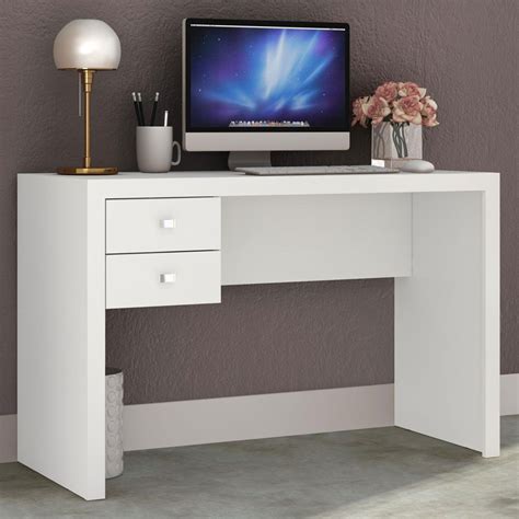 Mesa Escrivaninha 2 Gavetas Me4123 Branco Tecno Mobili