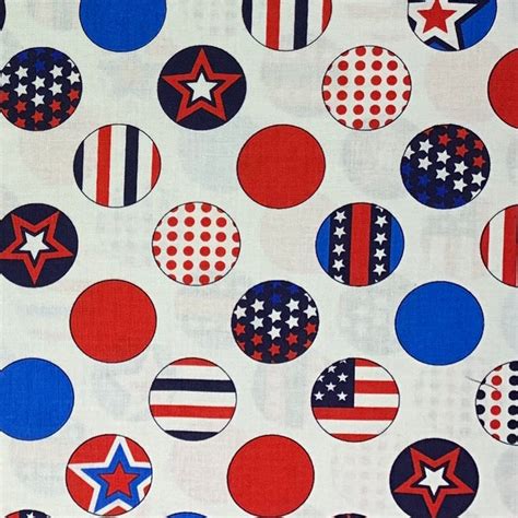 100 Cotton Red White And Blue Fabric By The Yard Patriotic Etsy