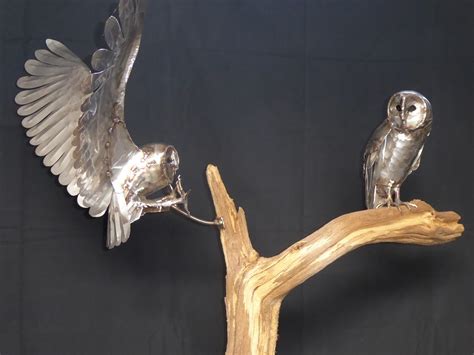 Two Owl Sculpture Dadey Fine Metal Art