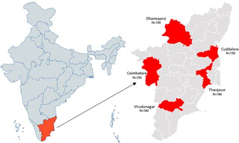 Location Of Tamil Nadu And The Surveyed Districts Download Scientific