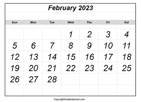 Free Printable February 2023 Calendar Template With Holidays