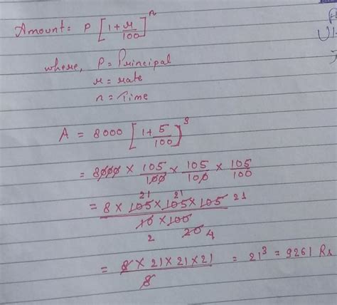 A Sum Of Rs 8000 Is Invested At 5 Compound Interest In A Bank How