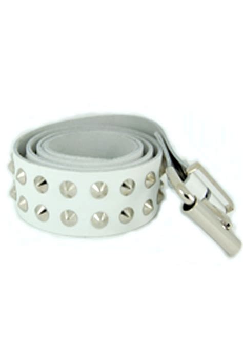 White Leather Row Conical Stud Belt Tiger Of London