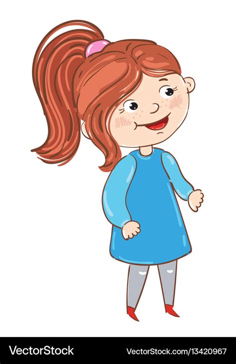 Happy Young Girl Cartoon Character Royalty Free Vector Image