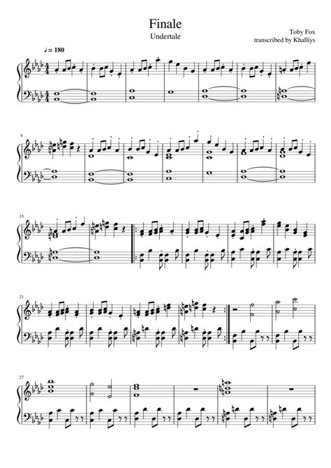 Undertale Finale Sheet Music For Piano Solo