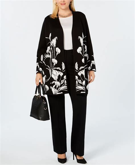 Alfani Plus Size Floral Open Front Cardigan Created For Macys Macys