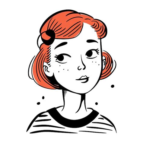 Premium Vector Portrait Of A Beautiful Red Haired Girl Vector