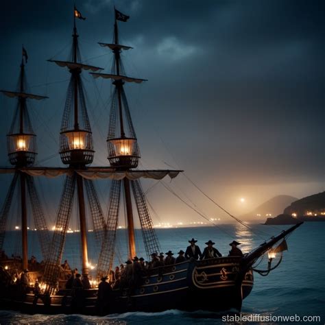 Nighttime Shipwrecks Caribbean Pirate Ships Stable Diffusion Online