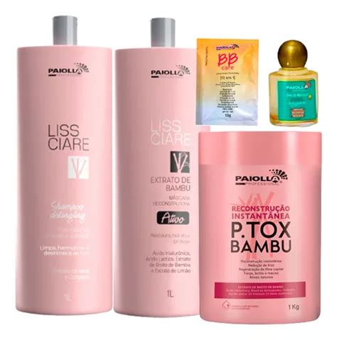 Kit Paiolla Escova Progressiva De Bambu Sem Formol Ptox