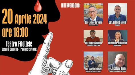 Sabato 20 aprile un Convegno importante a Cirò Le facce della