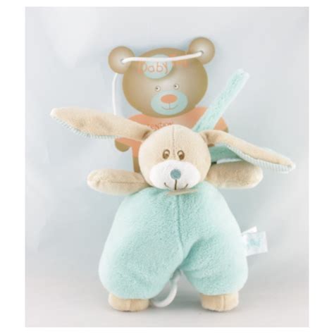 Doudou Musical Lapin Beige Bleu BABY NAT