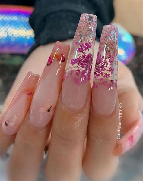 These Will Be The Most Popular Nail Art Designs Of 2021 Blush Pink Butterfly And Flower Glam Nails