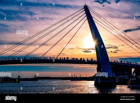 Sunset And The Lover S Bridge Taiwan Stock Photo Alamy