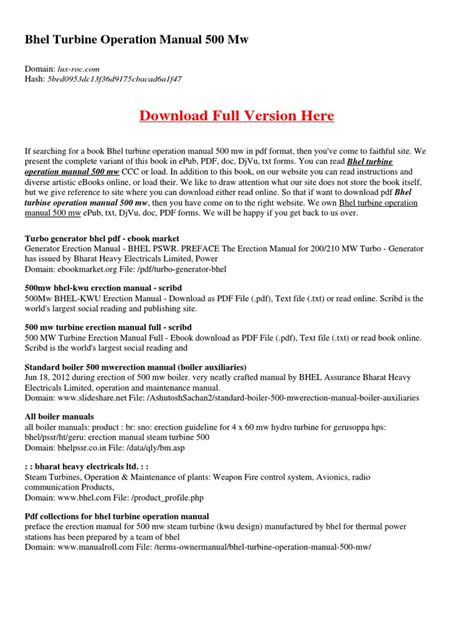 Bhel Turbine Operation Manual 500 Mw Pdf Energy Technology Energy