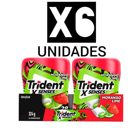 Chiclete Trident Morango Lime X Senses 06 Potes 54g C28 Unidades Cada