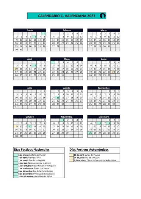 Calendario Laboral De C Valenciana En Pdf Imprimir Gratis