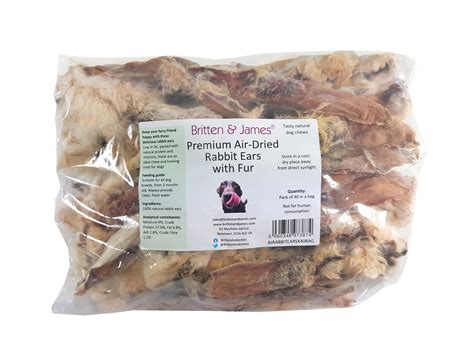 40 Air Dried Rabbit Ears With Hair Refill Bag Britten And James