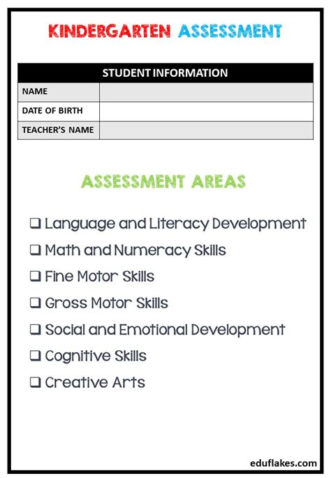 Kindergarten Assessment Sheet Pdf Free Download Eduflakes