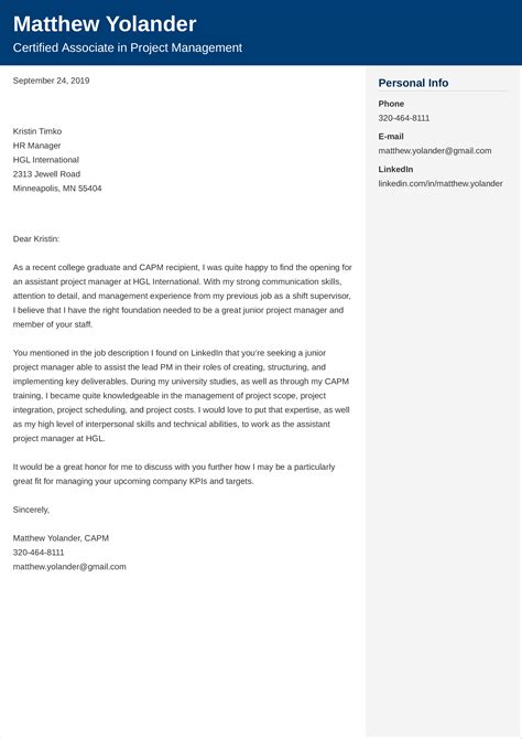 Project Manager Cover Letter Examples For 2024