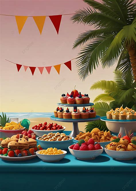 Summer Buffet Party Poster Template Design Background Wallpaper Image