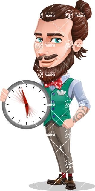 Guy With Man Bun Cartoon Vector Character Time Graphicmama