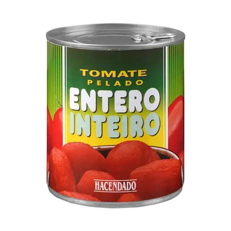 Tomate Entero Pelado Hacendado Práctico y Natural en Tu Mesa 800g