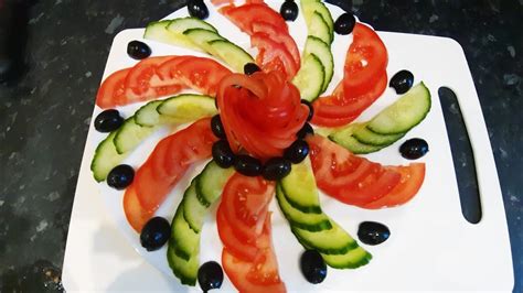 Simple Salad Design Cucumber Tomatoes Carving Quick And Easy Salad