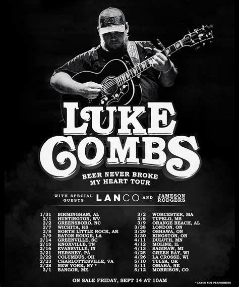 Luke Combs Beer Never Broke My Heart Tour February