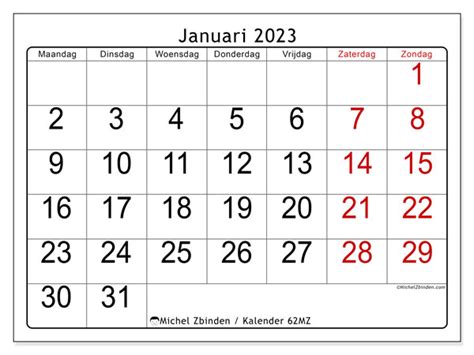 Kalender Januari 2023 Om Af Te Drukken 62MZ Michel Zbinden NL