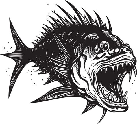 Premium Vector Sinister Swim Angular Creature Fish Logo With Evil