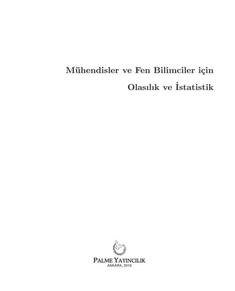 PDF Mühendisler ve Fen Bilimciler için Olasılık ve İstatistik