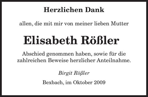 Traueranzeigen Von Elisabeth R Ler Saarbruecker Zeitung Trauer De