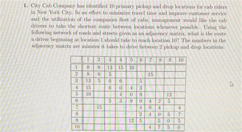 Solved City Cab Company Has Identified Primary Pickup Chegg