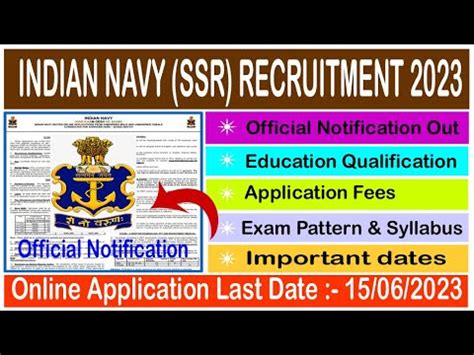 Indian Navy SSR Notification Out Navy Bharti New Recruitment L