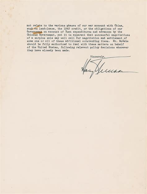 Harry S Truman Typed Letter Signed As President Rr Auction