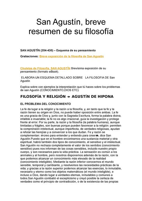 San Agustín aaa San Agustín breve resumen de su filosofía SAN