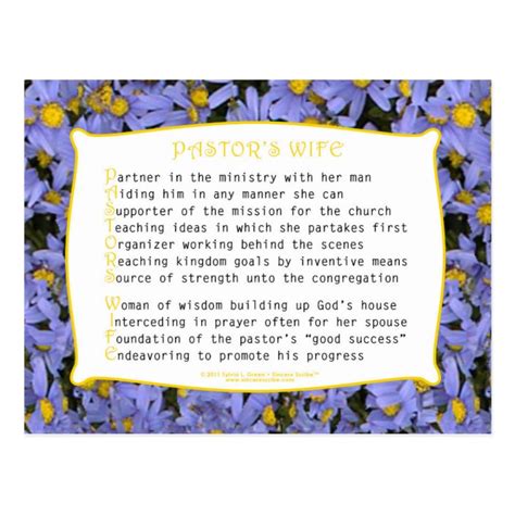 Pastors Wife Acrostic Postcard