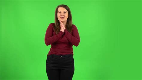 Very Surprised Girl With Shocked Wow Face Expression Green Screen