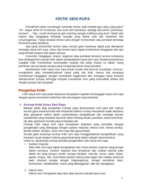 Kritik Seni Rupa Pertemuan 1 Pdf