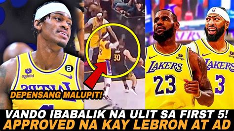 Vando IBABALIK Ulit Ng Lakers Sa First 5 Taurean Prince Magiging Off