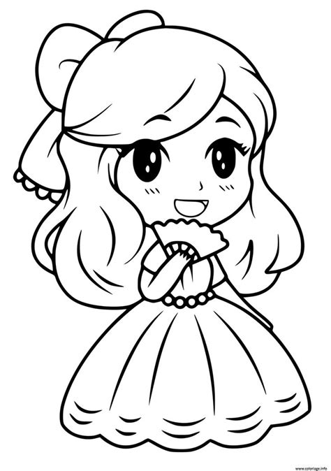 Coloriage Princesse Barbie Kawaii Cp Facile Imprimer Disney