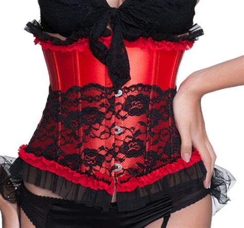 Sexy Unter Brust Dirndl Corsage Taillen Korsett Corset Rot