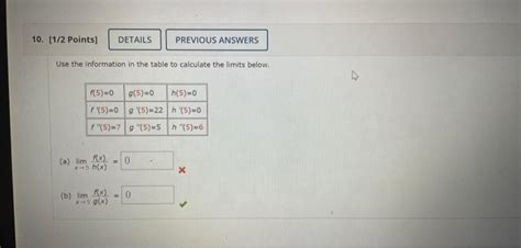 Solved Use The Information In The Table To Calculate The